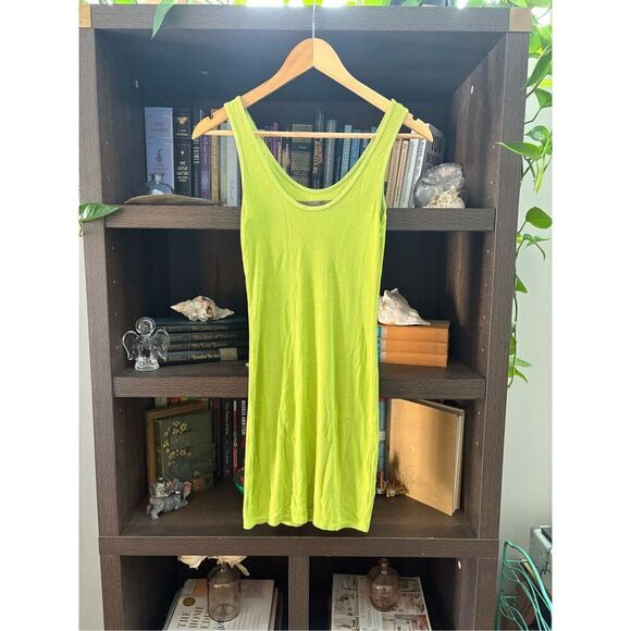 NWOT Enza Costa Silk Blend Tank Mini Dress In Kiwi Green Size XS - Picture 2 of 5